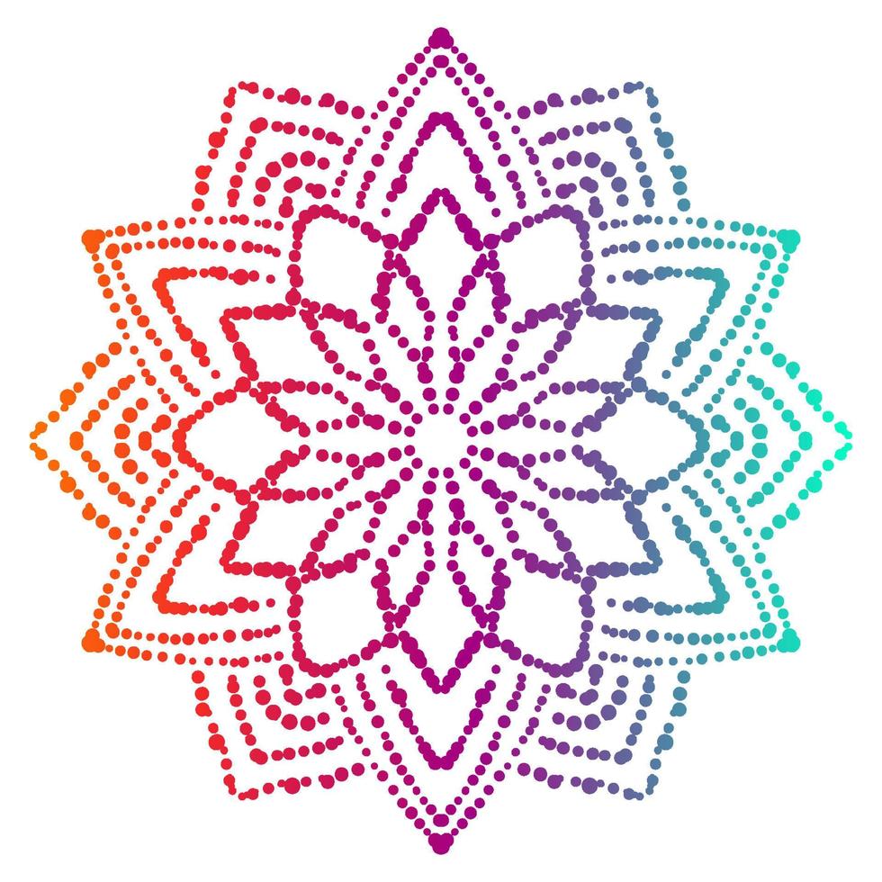 mandala de flores punteadas. elemento decorativo garabato redondo ornamental aislado sobre fondo blanco. elemento de círculo geométrico. vector