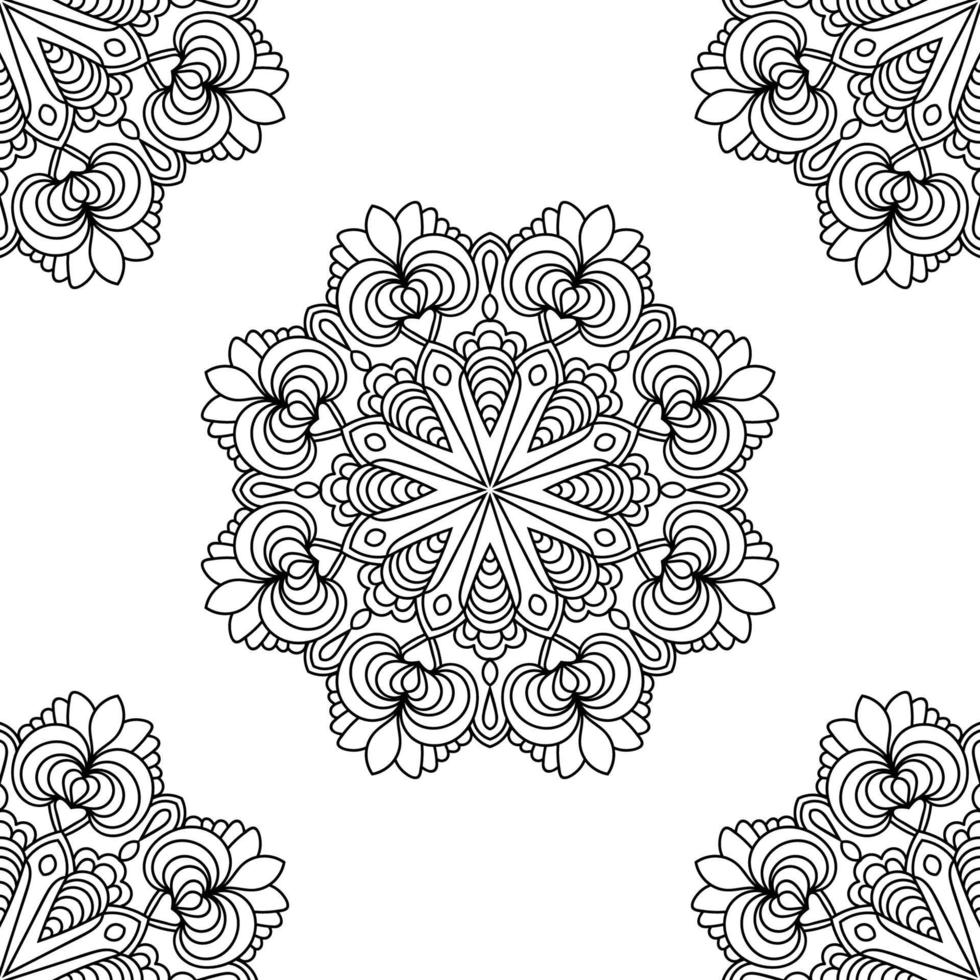 Fantasy seamless pattern with ornamental mandala. Abstract round doodle flower background. Floral geometric circle. vector