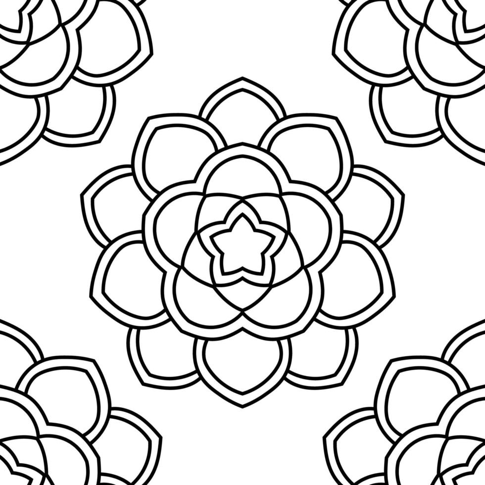Fantasy seamless pattern with ornamental mandala. Abstract round doodle flower background. Floral geometric circle. Vector illustration.