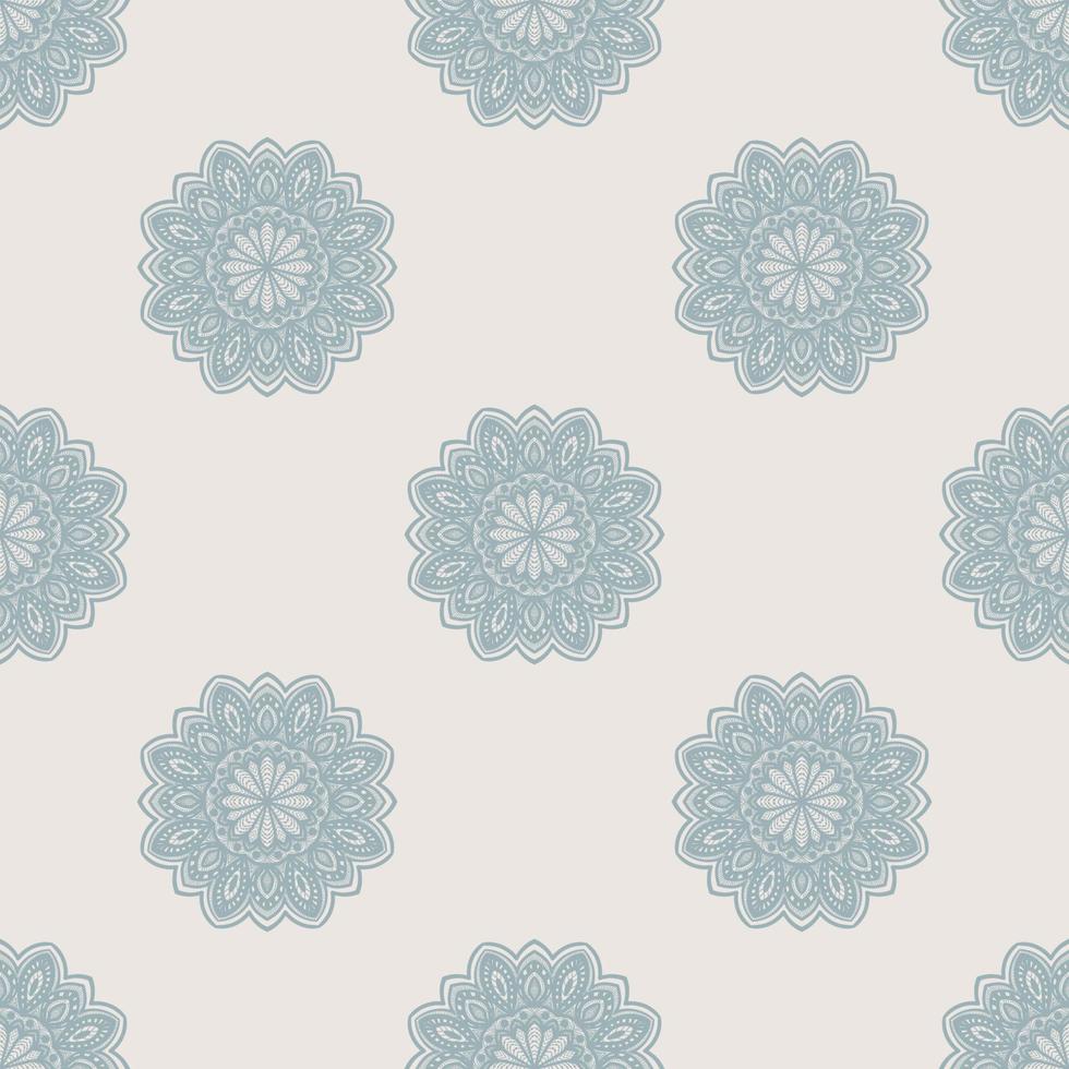 Fantasy seamless pattern with ornamental mandala. Abstract round doodle flower background. Floral geometric circle. vector