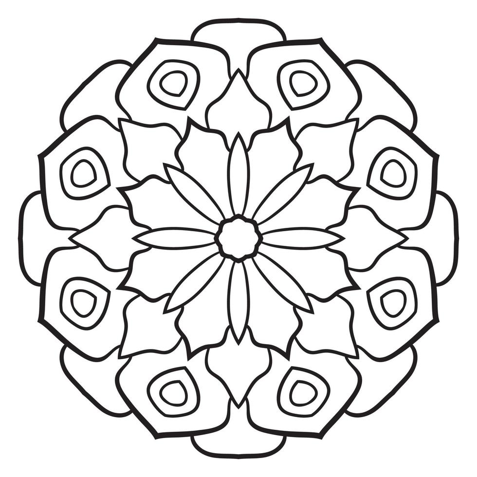 lindo mandala. flor ornamental redonda del doodle aislada en el fondo blanco. ornamento decorativo geométrico en estilo étnico oriental. vector