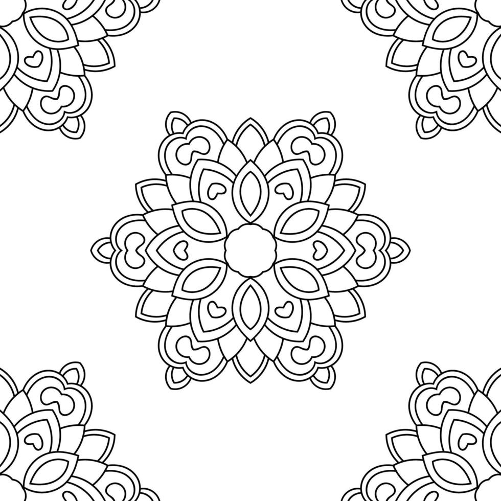 Fantasy seamless pattern with ornamental mandala. Abstract round doodle flower background. Floral geometric circle. vector