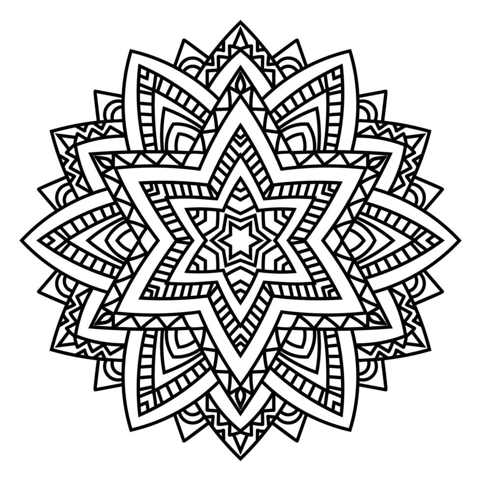 lindo mandala. flor ornamental redonda del doodle aislada en el fondo blanco. ornamento decorativo geométrico en estilo étnico oriental. vector