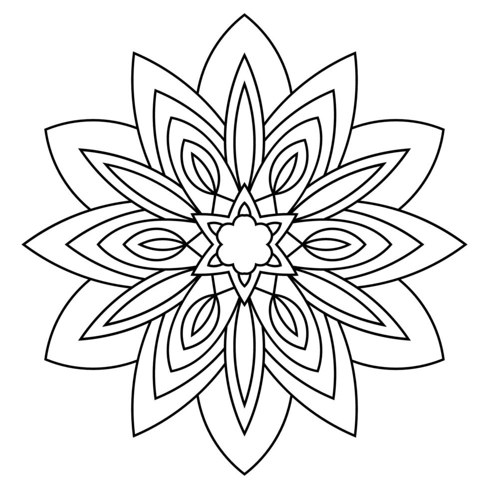 lindo mandala. flor ornamental redonda del doodle aislada en el fondo blanco. ornamento decorativo geométrico en estilo étnico oriental. vector