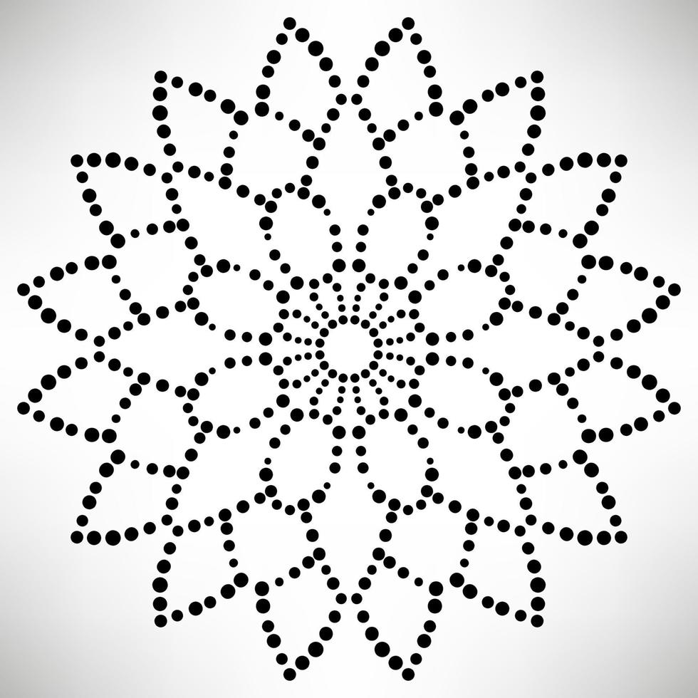 Dotted flower mandala. Decorative element. Ornamental round doodle isolated on white background. Geometric circle element. vector