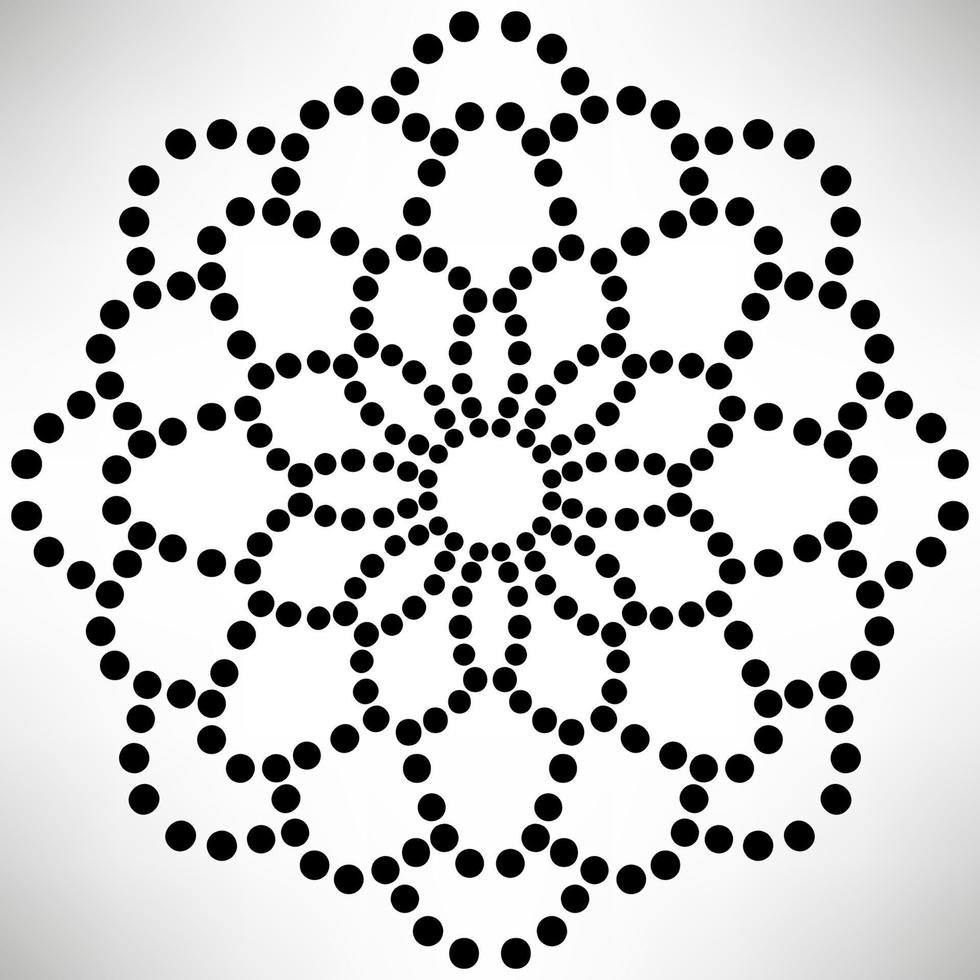 Dotted flower mandala. Decorative element. Ornamental round doodle isolated on white background. Geometric circle element. vector