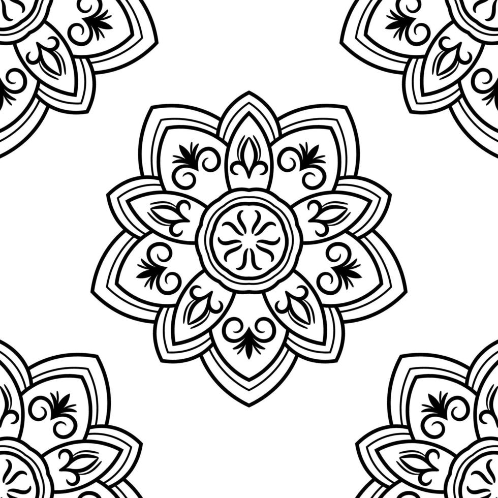 patrón sin costuras de fantasía con mandala ornamental. fondo de flor de garabato redondo abstracto. círculo geométrico floral. ilustración vectorial vector