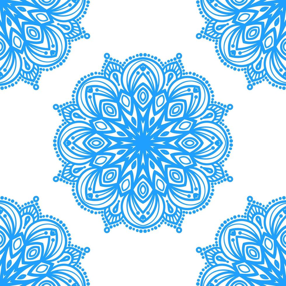 Fantasy seamless pattern with ornamental mandala. Abstract round doodle flower background. Floral geometric circle. vector