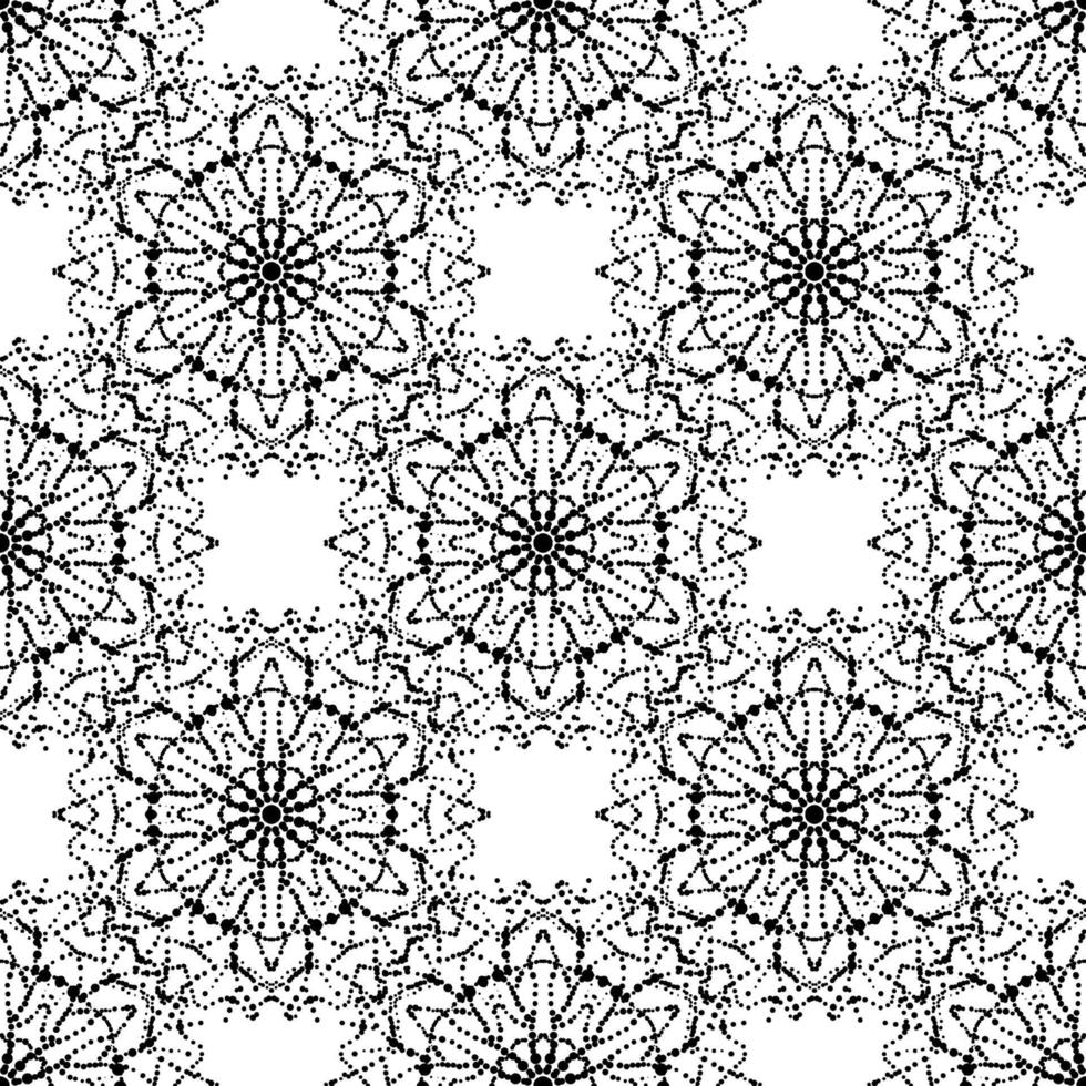 patrón sin costuras de semitonos de fantasía con mandala ornamental. fondo de flor de garabato de puntos redondos abstractos. círculo geométrico floral. ilustración vectorial vector