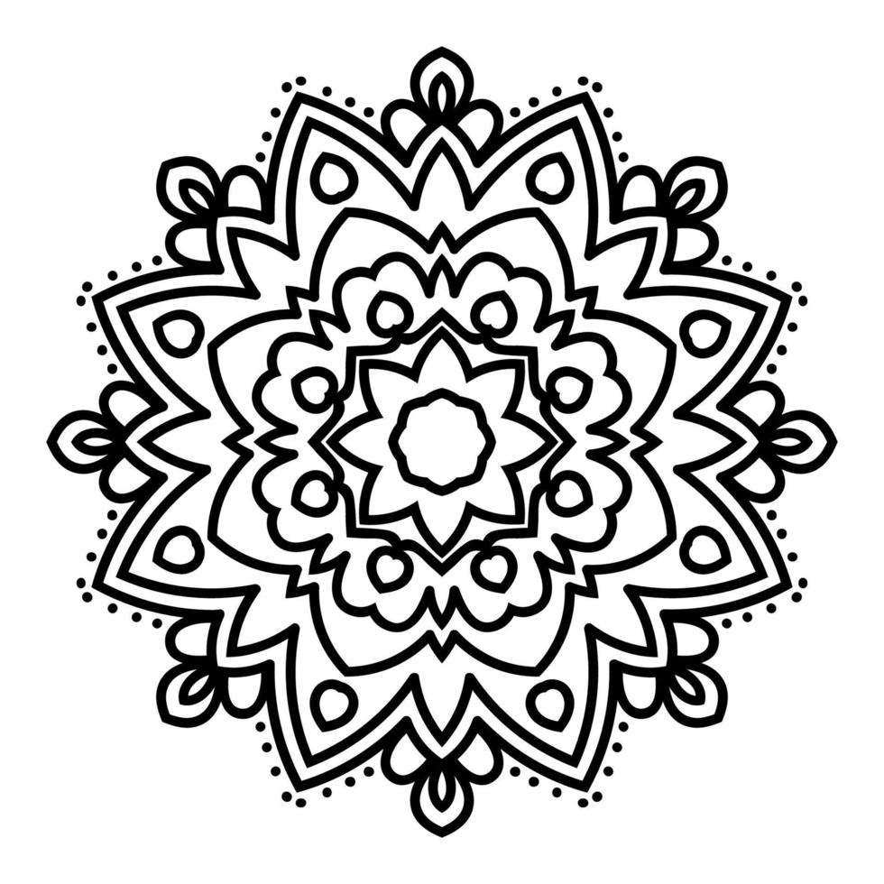 Cute Mandala. Ornamental round doodle flower isolated on white background. Geometric decorative ornament in ethnic oriental style. vector