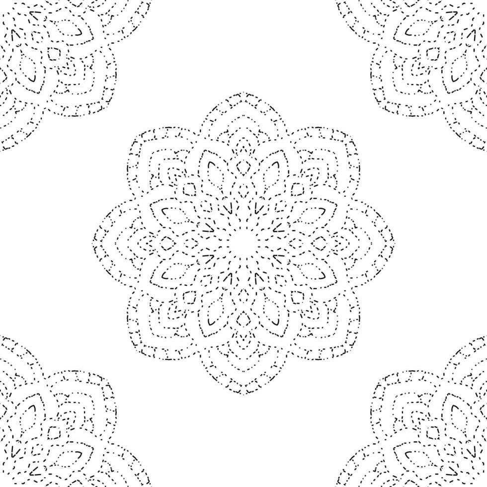 patrón sin costuras de semitonos de fantasía con mandala ornamental. fondo de flor de garabato de puntos redondos abstractos. círculo geométrico floral. ilustración vectorial vector