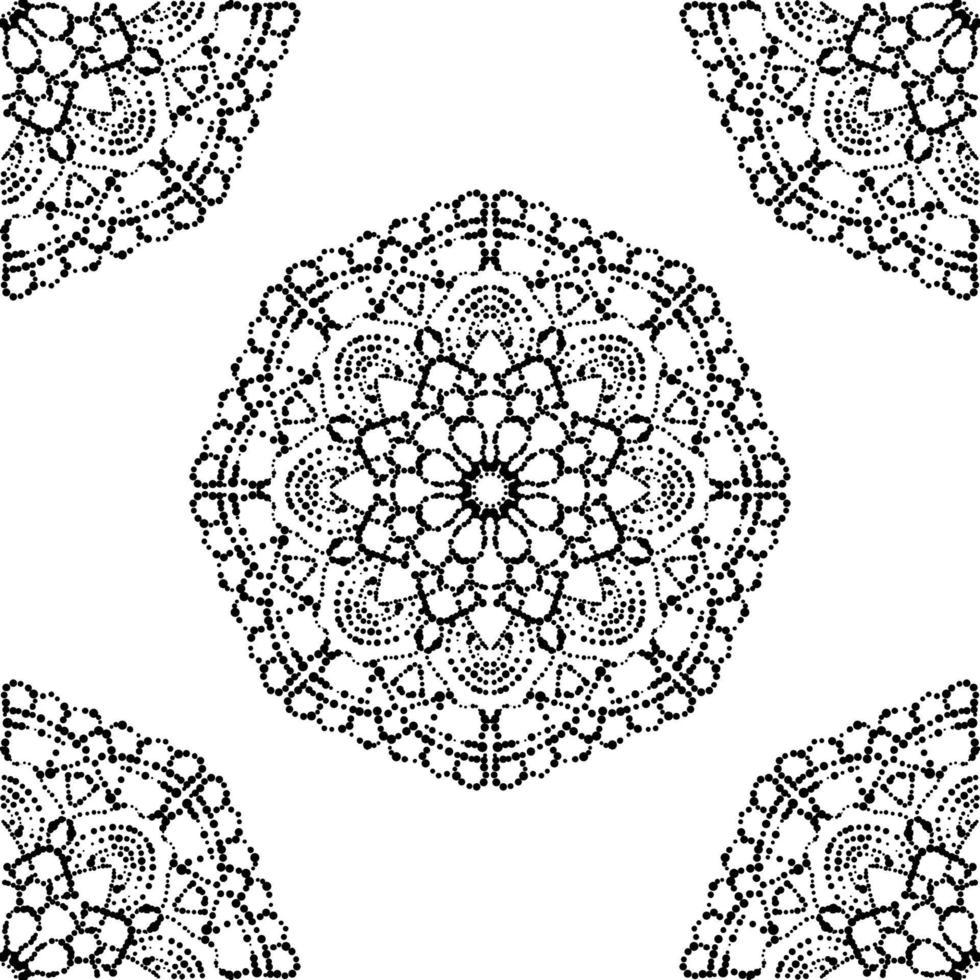 Abstract dotted seamless pattern with mandala flower. Mosaic, tile. Floral background. vector