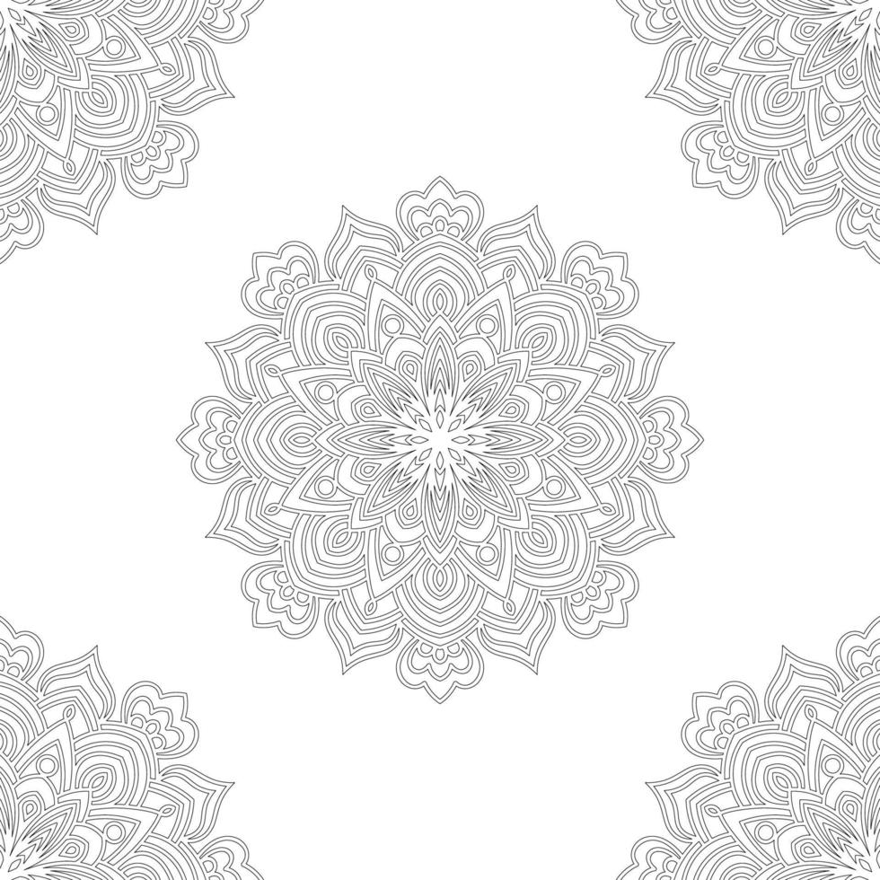 Fantasy seamless pattern with ornamental mandala. Abstract round doodle flower background. Floral geometric circle. vector