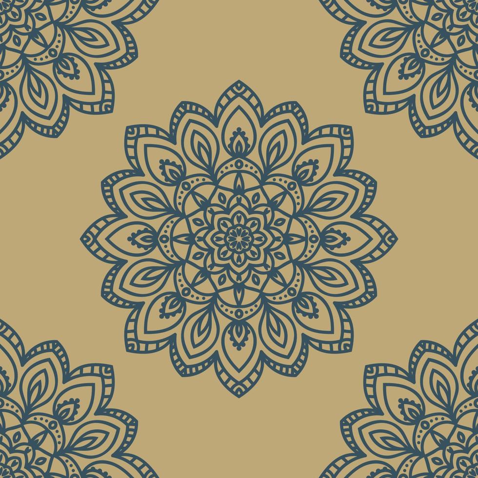 Fantasy seamless pattern with ornamental mandala. Abstract round doodle flower background. Floral geometric circle. vector