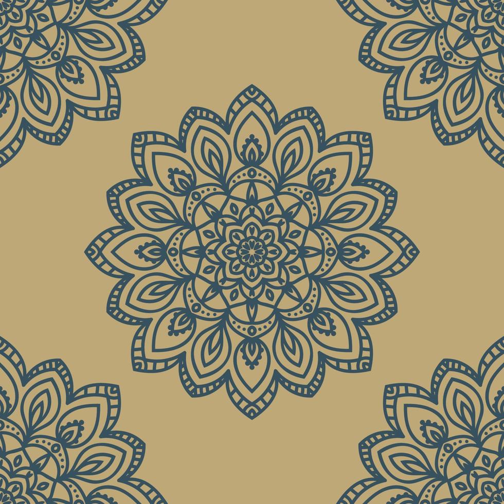 Fantasy seamless pattern with ornamental mandala. Abstract round doodle flower background. Floral geometric circle. vector