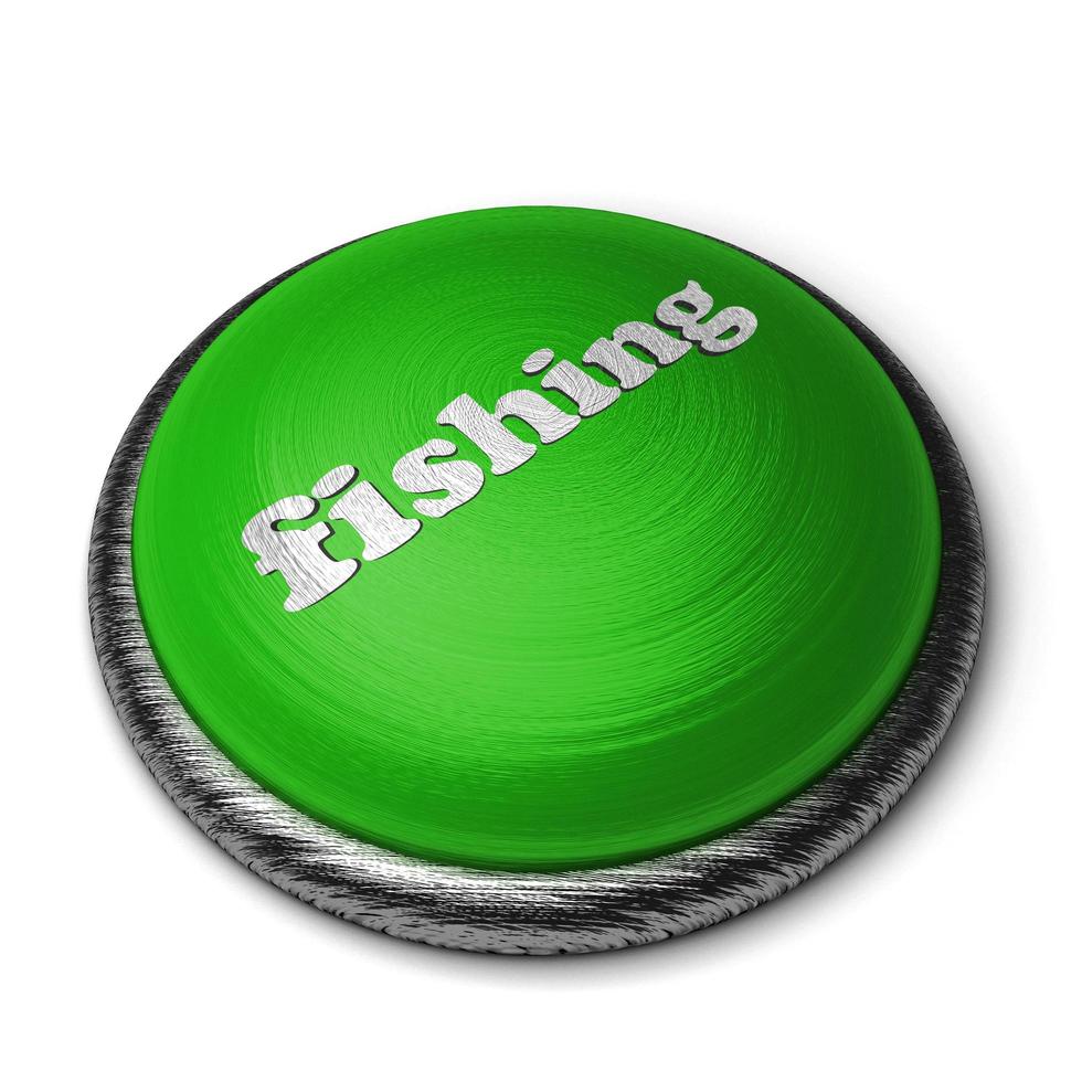 fishing word on green button isolated on white photo