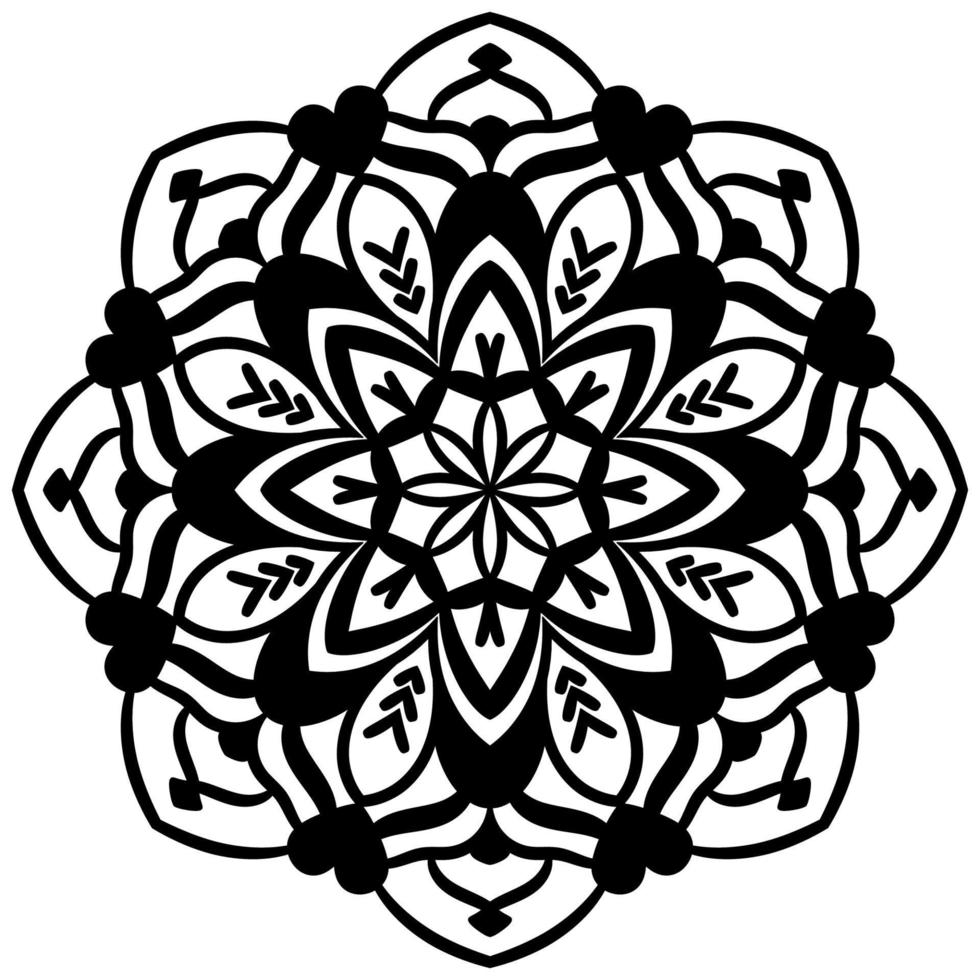 esquema mandala. flor de garabato redonda ornamental aislada sobre fondo blanco. elemento de círculo geométrico. vector