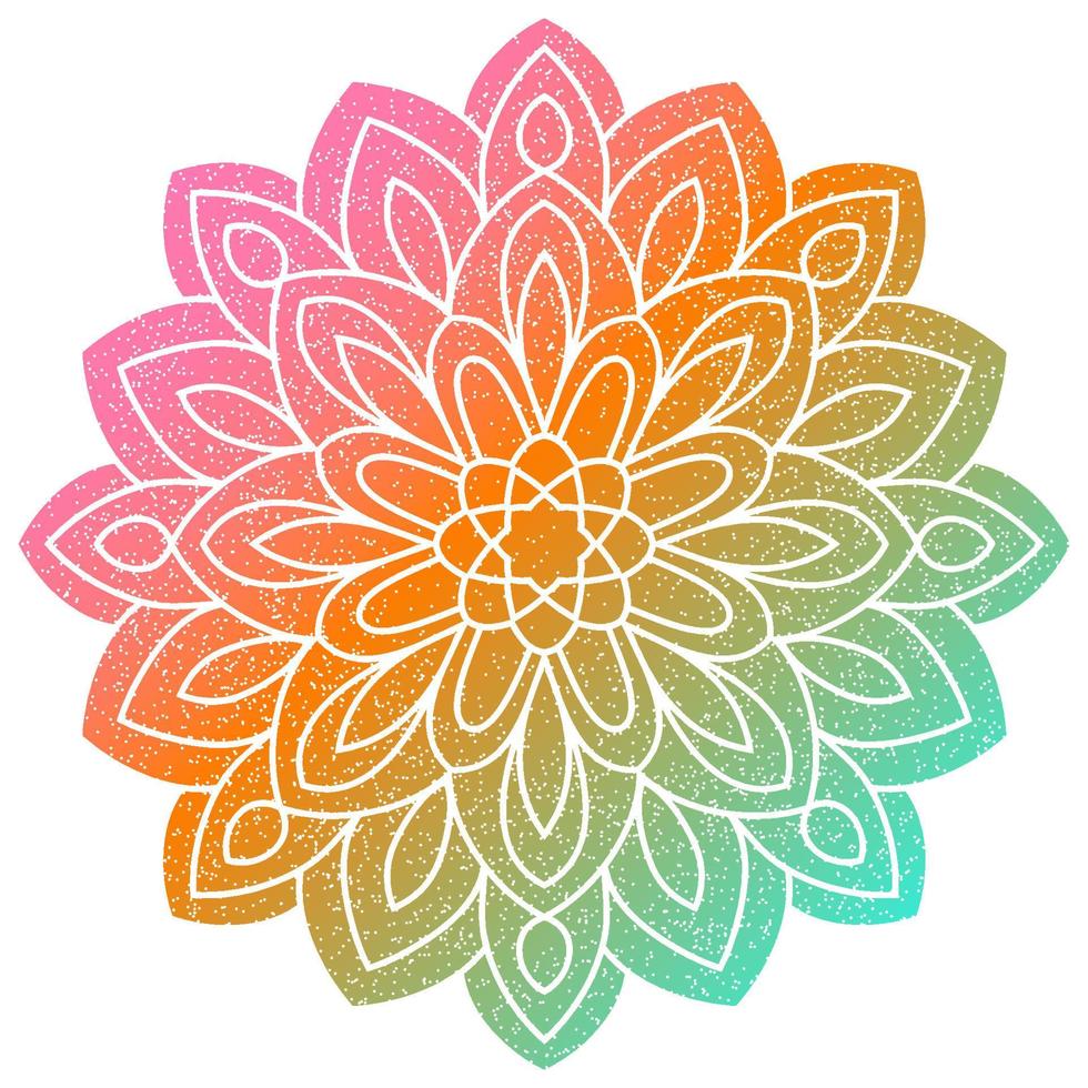 Colorful gradient flower mandala. Hand drawn decorative element. Ornamental round doodle floral element isolated on white background. vector