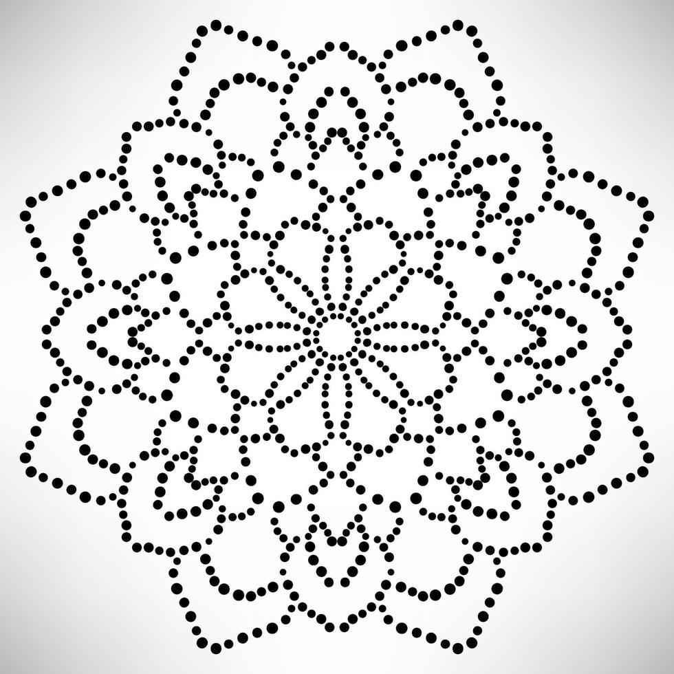 Dotted flower mandala. Decorative element. Ornamental round doodle isolated on white background. Geometric circle element. vector