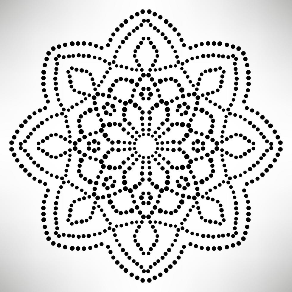 Dotted flower mandala. Decorative element. Ornamental round doodle isolated on white background. Geometric circle element. vector