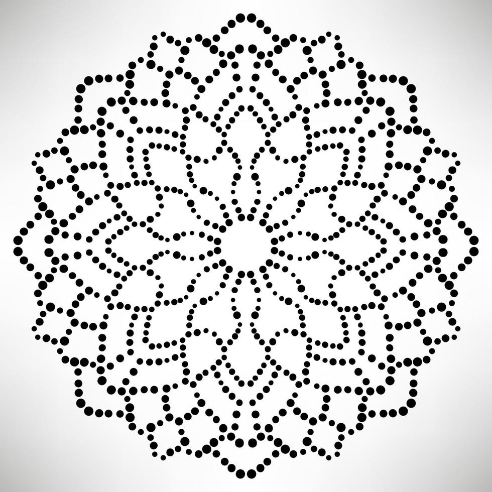 Dotted flower mandala. Decorative element. Ornamental round doodle isolated on white background. Geometric circle element. vector