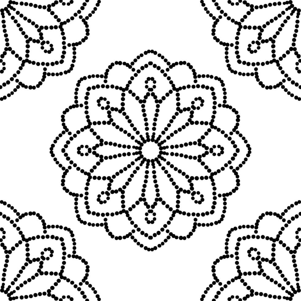 patrón sin costuras de semitonos de fantasía con mandala ornamental. fondo de flor de garabato de puntos redondos abstractos. círculo geométrico floral. ilustración vectorial vector