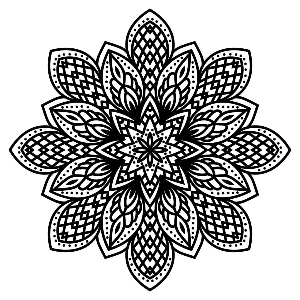 lindo mandala. flor ornamental redonda del doodle aislada en el fondo blanco. ornamento decorativo geométrico en estilo étnico oriental. vector