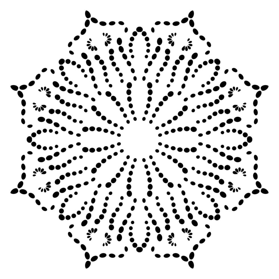 Dotted flower mandala. Decorative element. Ornamental round doodle isolated on white background. Geometric circle element. vector