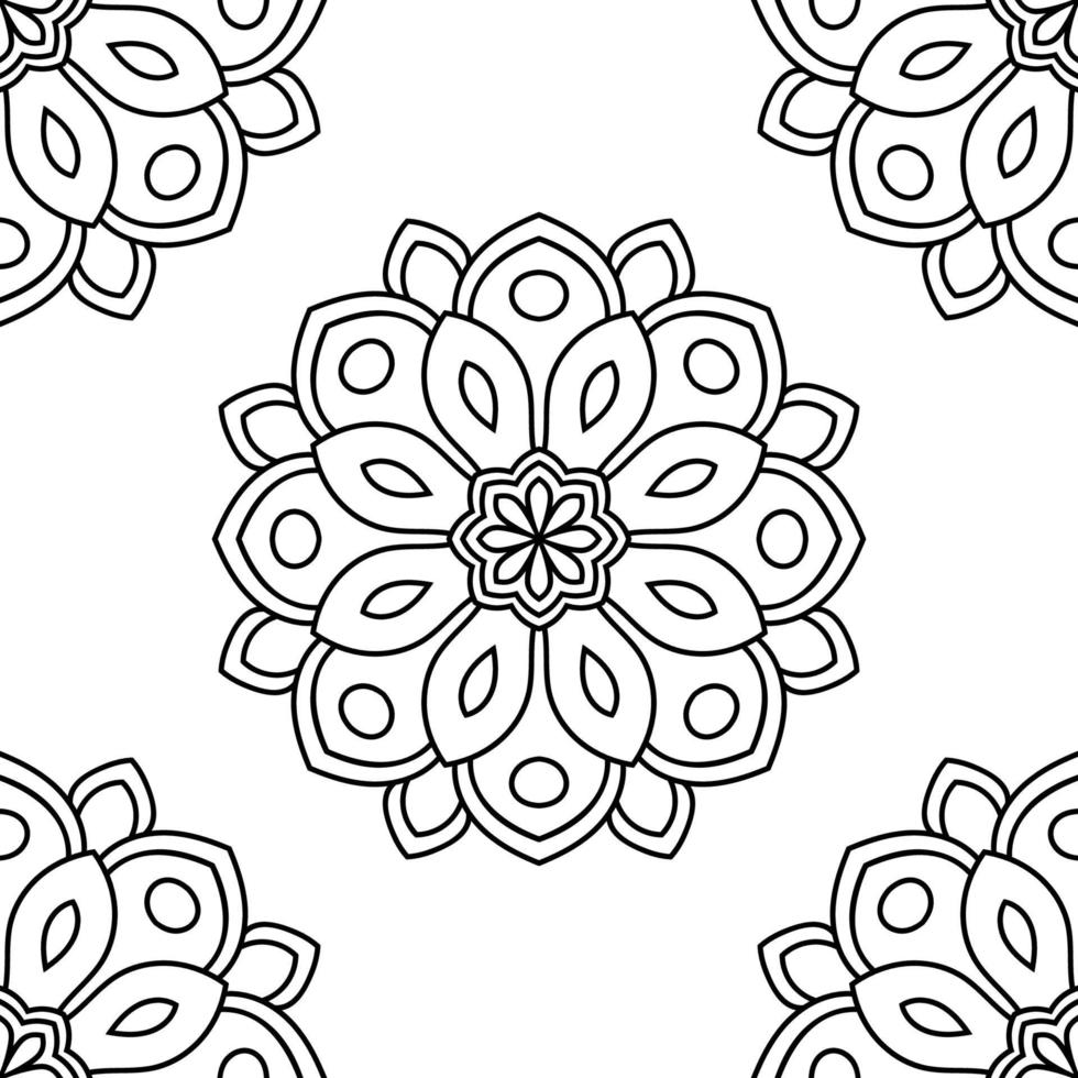 patrón sin costuras de fantasía con mandala ornamental. fondo de flor de garabato redondo abstracto. círculo geométrico floral. vector