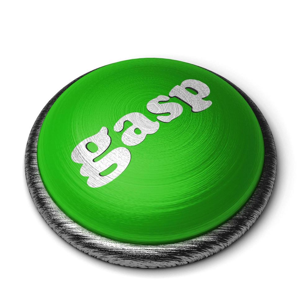 gasp word on green button isolated on white photo