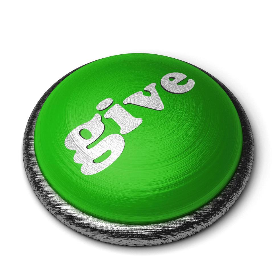 give word on green button isolated on white photo