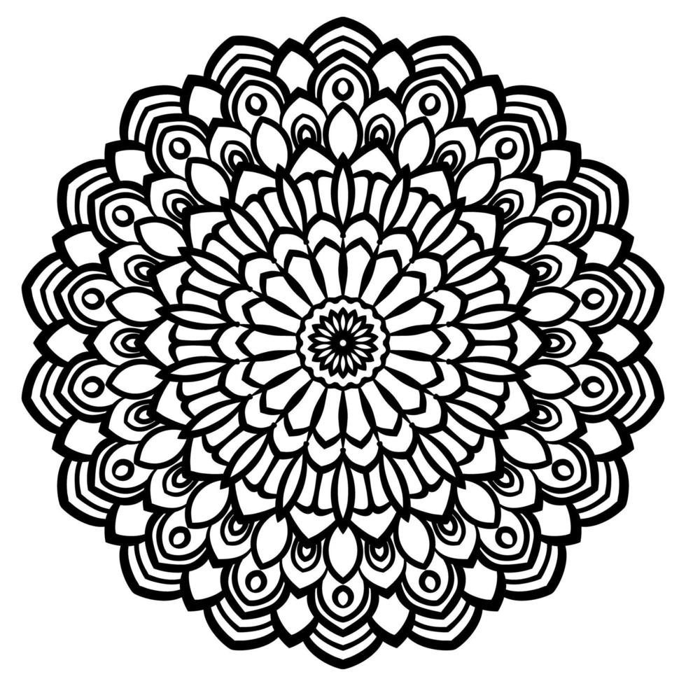 Outline Mandala. Ornamental round doodle flower isolated on white background. Geometric circle element. vector