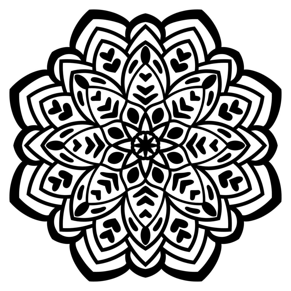 esquema mandala. flor de garabato redonda ornamental aislada sobre fondo blanco. elemento de círculo geométrico. vector