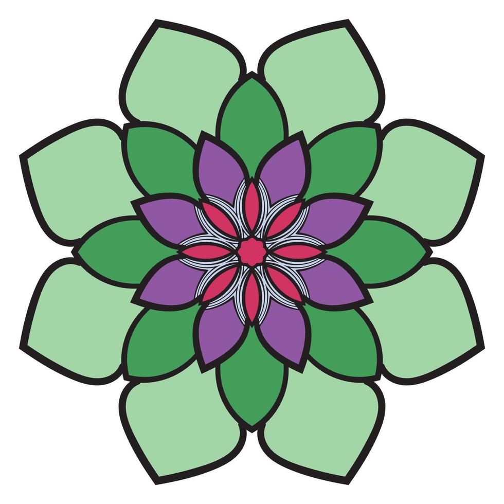 lindo colorido mandala. flor de garabato redonda ornamental aislada sobre fondo blanco. ornamento decorativo geométrico en estilo étnico oriental. vector