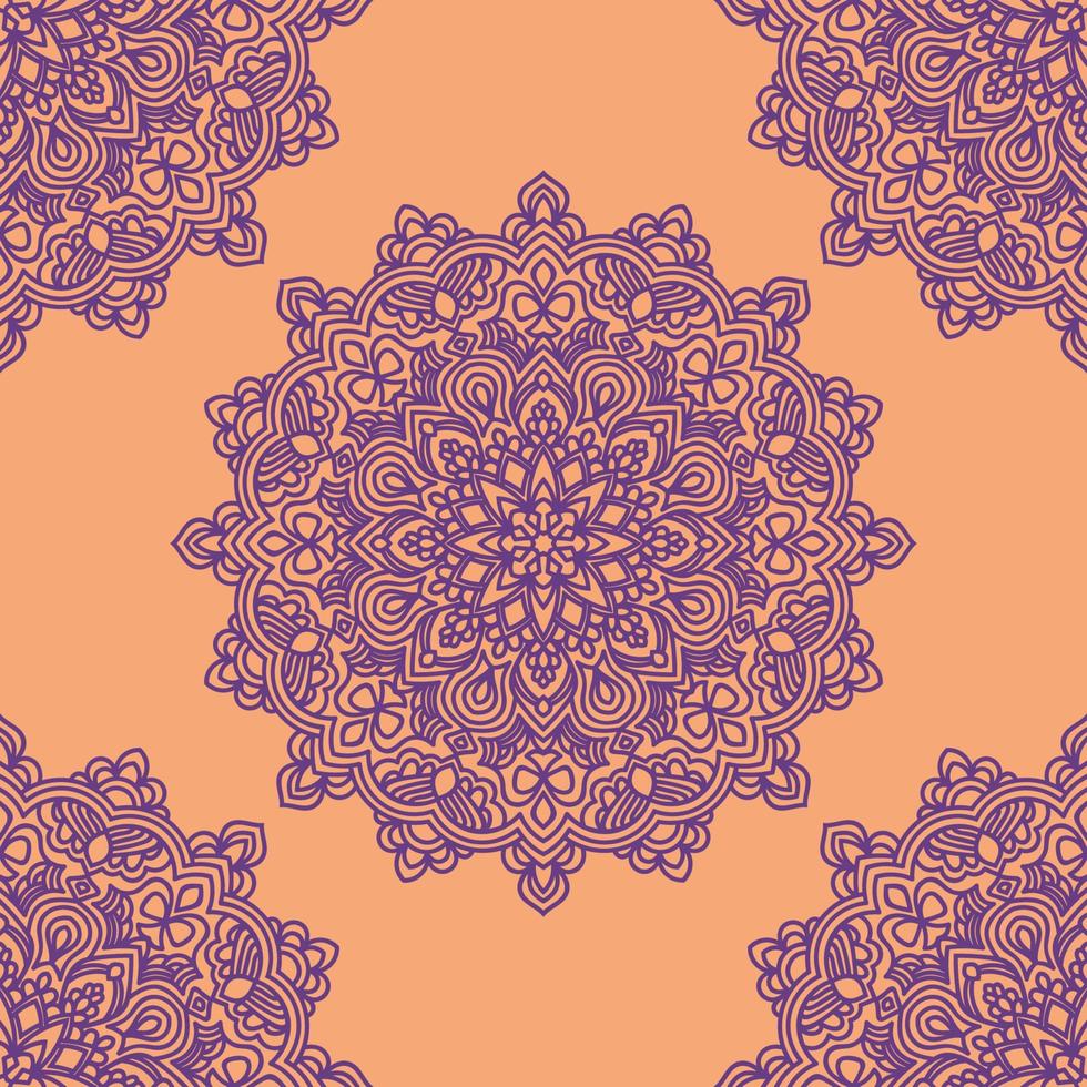 Fantasy seamless pattern with ornamental mandala. Abstract round doodle flower background. Floral geometric circle. vector