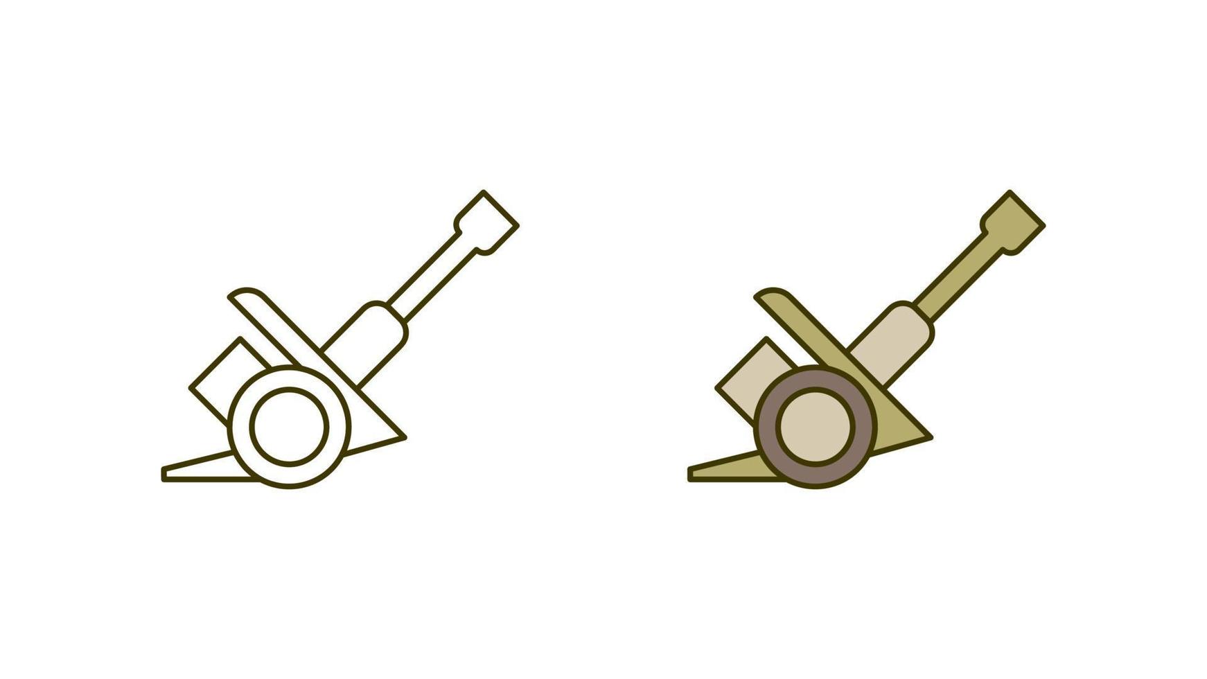 Modern cannon missile icon set. One of the modern icons, ground ball launcher missile icon. Linear and colorful combat vehicle ready template. Download simple linear vector. white background. vector