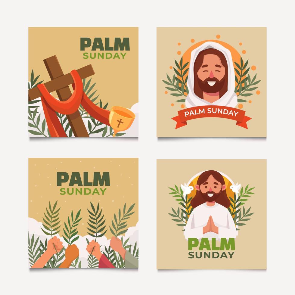 conjunto de tarjeta de felicitación de domingo de ramos vector