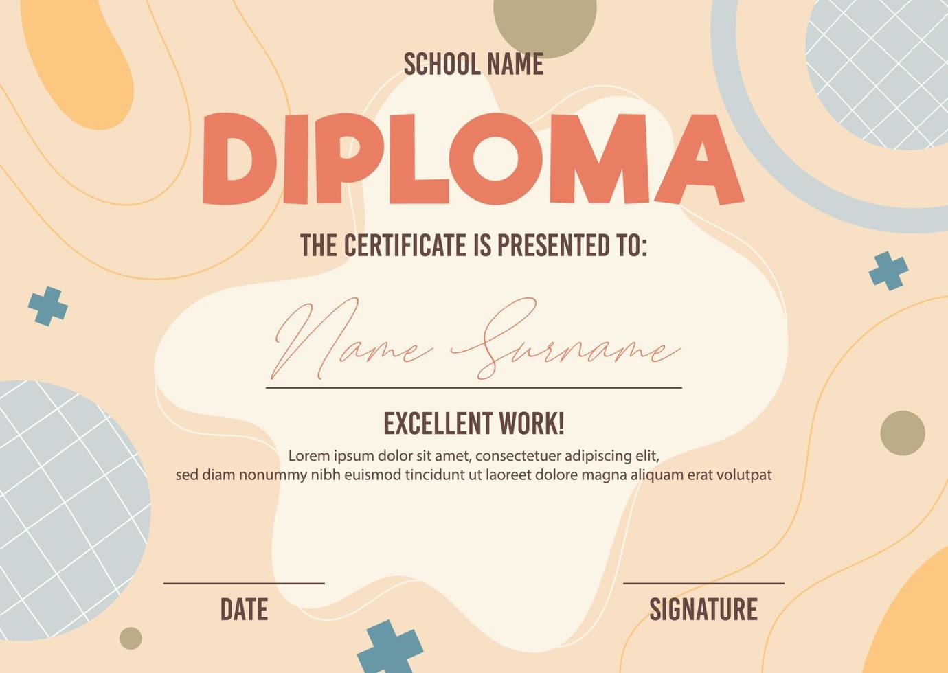 plantilla de concepto de certificado de diploma vector