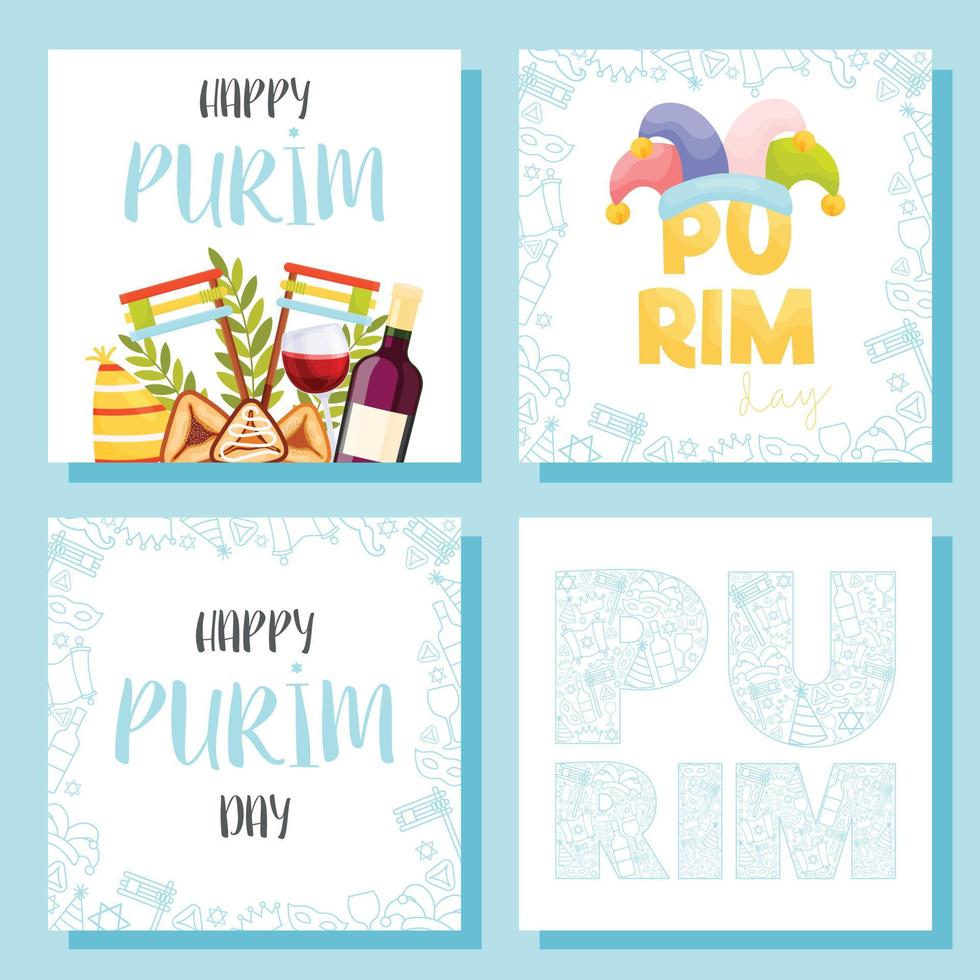 Happy Purim day greeting card vector