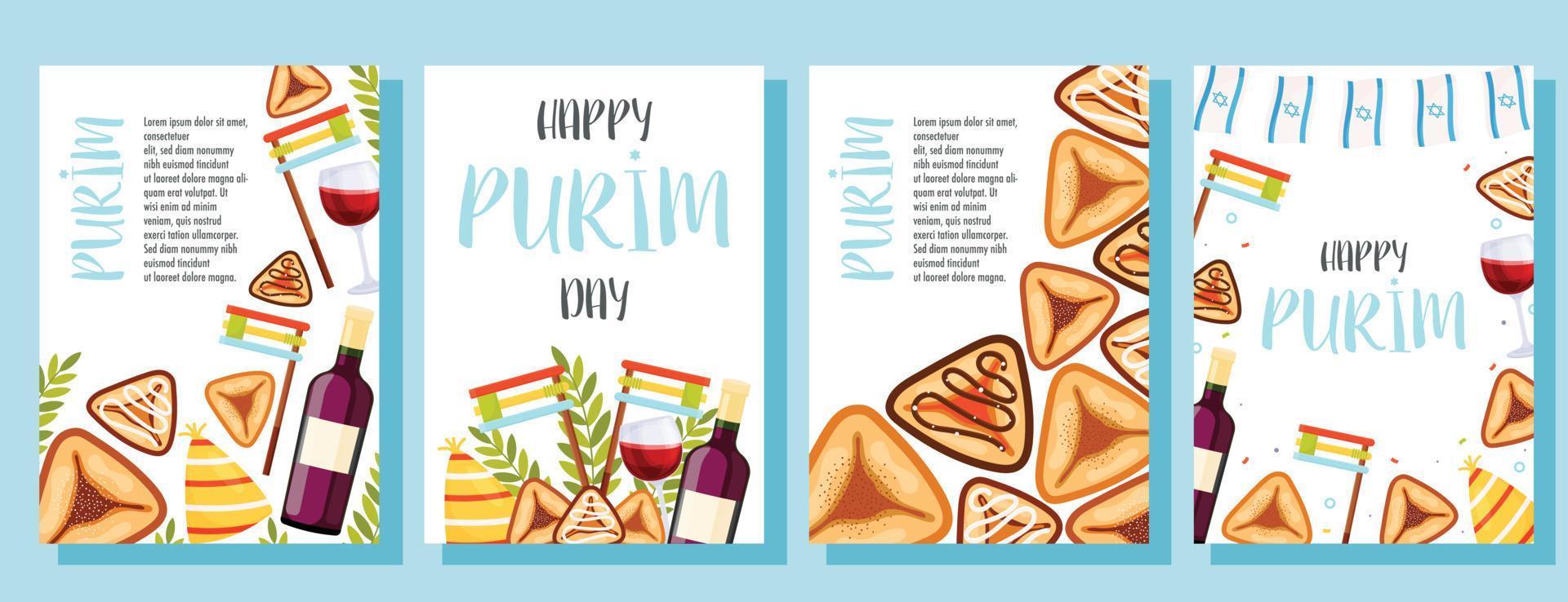 Happy Purim day greeting card vector