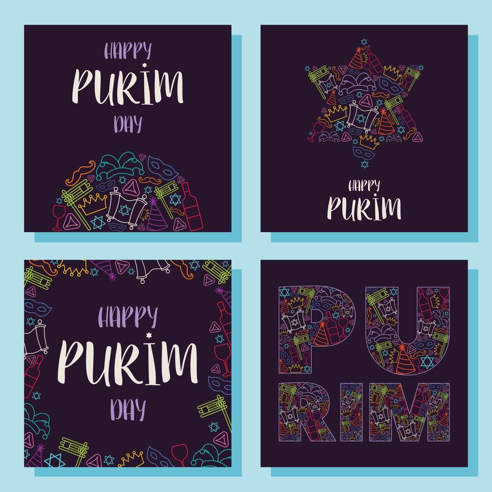 Happy Purim day greeting card vector