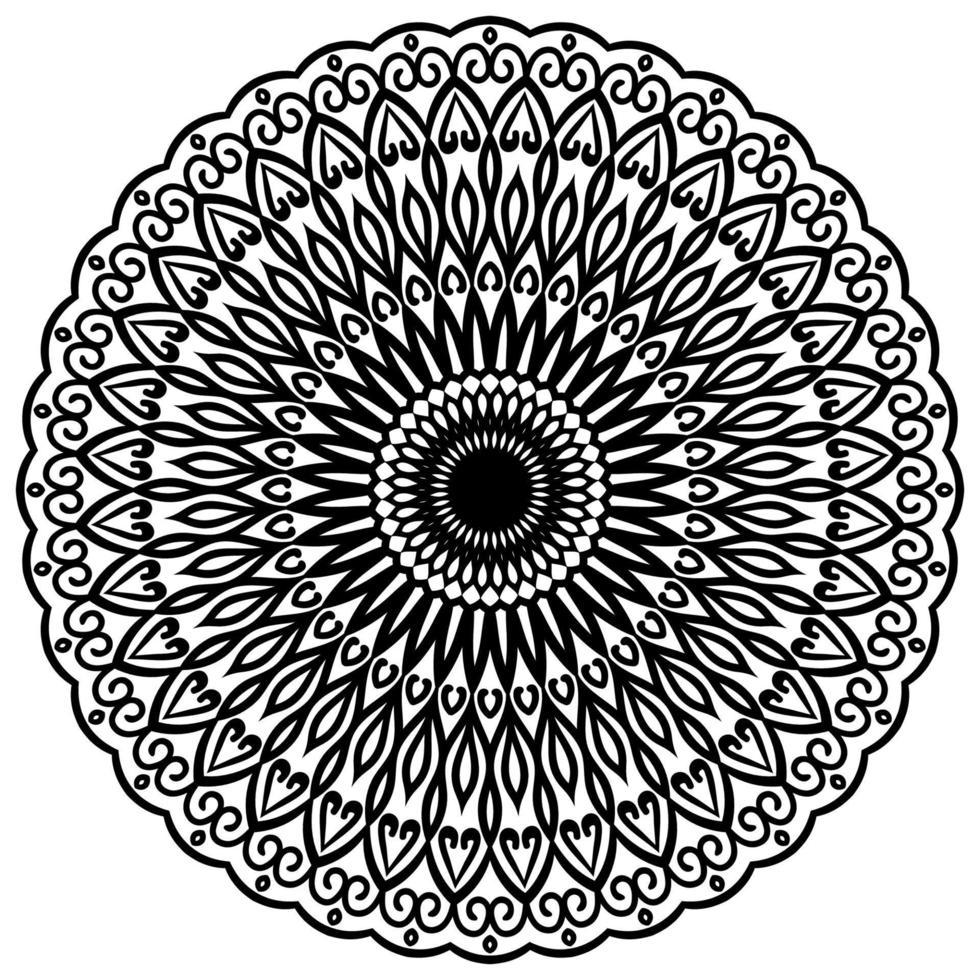 esquema mandala. flor de garabato redonda ornamental aislada sobre fondo blanco. elemento de círculo geométrico. vector