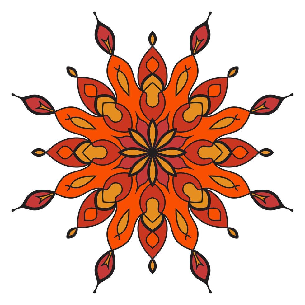 lindo colorido mandala. flor de garabato redonda ornamental aislada sobre fondo blanco. ornamento decorativo geométrico en estilo étnico oriental. vector