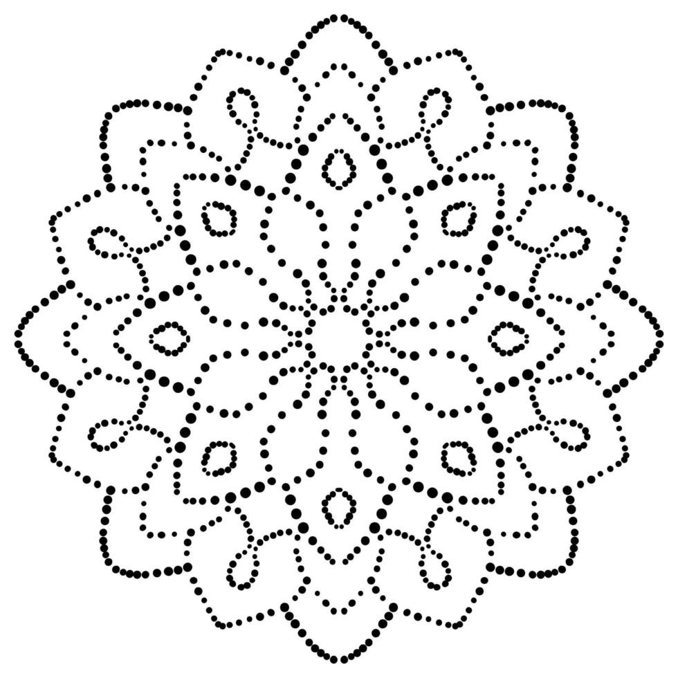 Dotted flower mandala. Decorative element. Ornamental round doodle isolated on white background. Geometric circle element. vector
