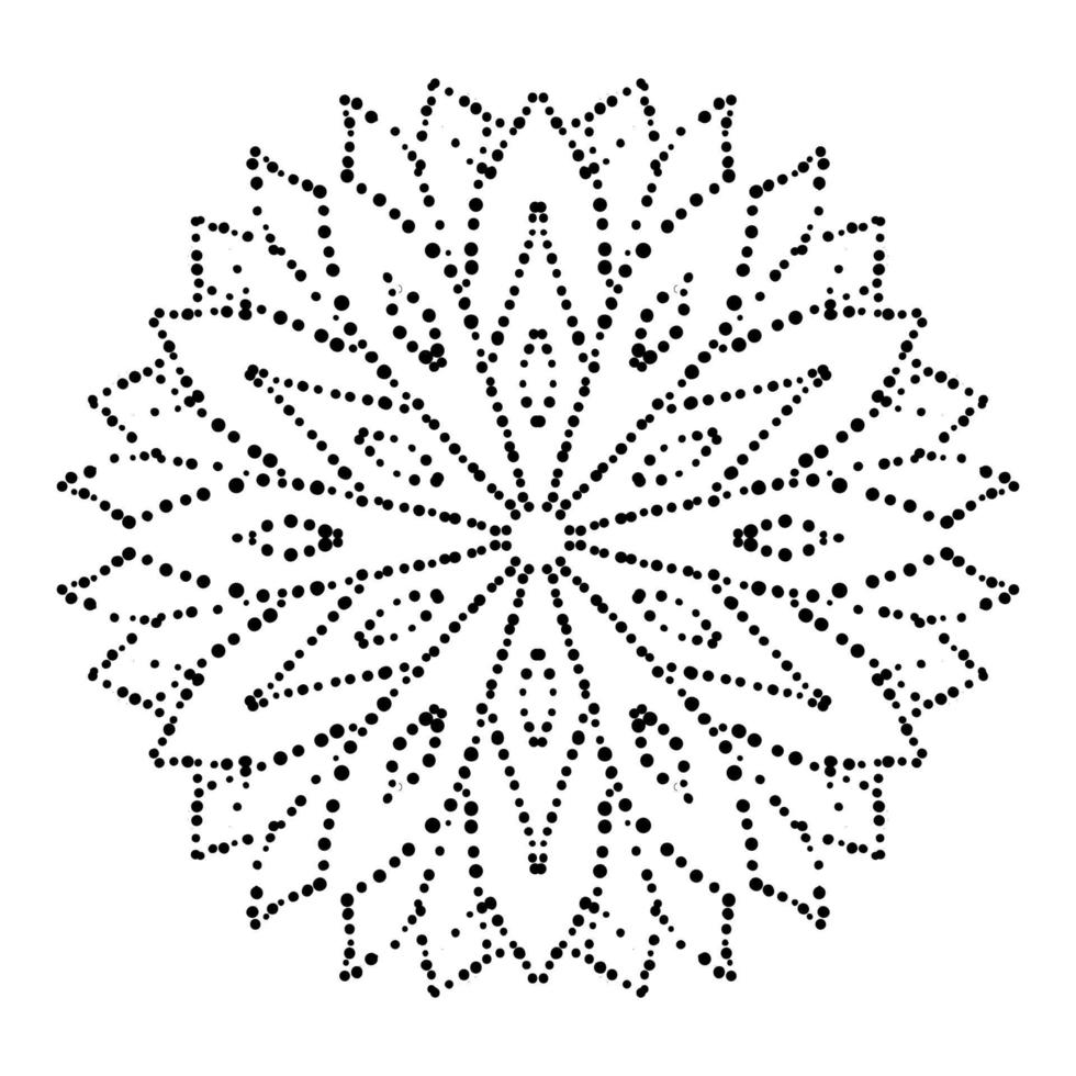 Dotted flower mandala. Decorative element. Ornamental round doodle isolated on white background. Geometric circle element. vector