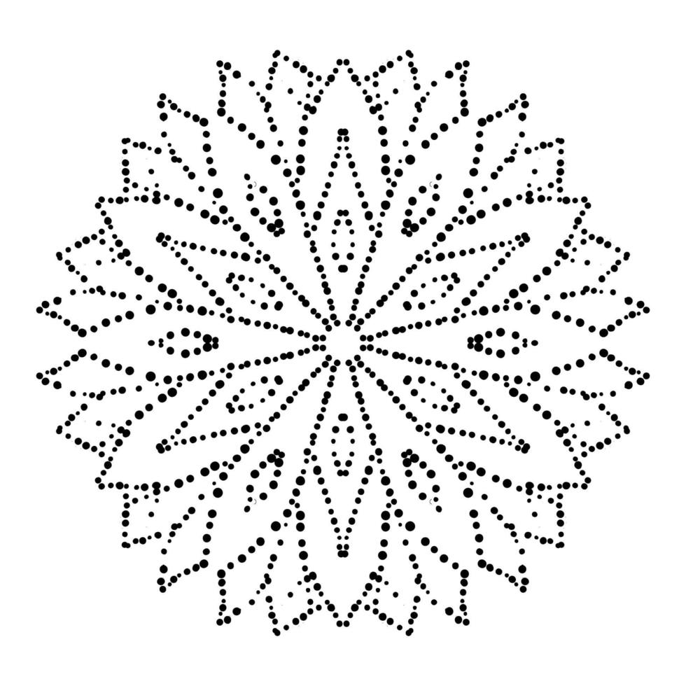 mandala de flores punteadas. elemento decorativo garabato redondo ornamental aislado sobre fondo blanco. elemento de círculo geométrico. vector