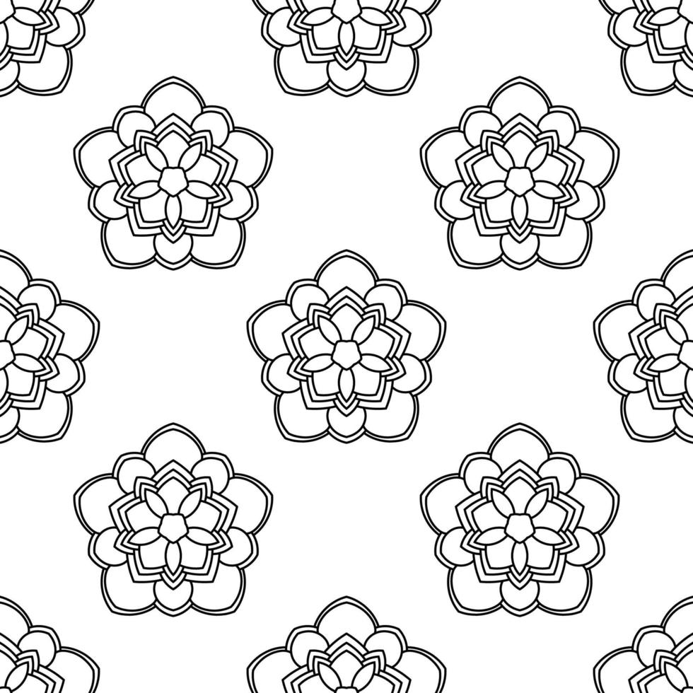 Fantasy seamless pattern with ornamental mandala. Abstract round doodle flower background. Floral geometric circle. vector