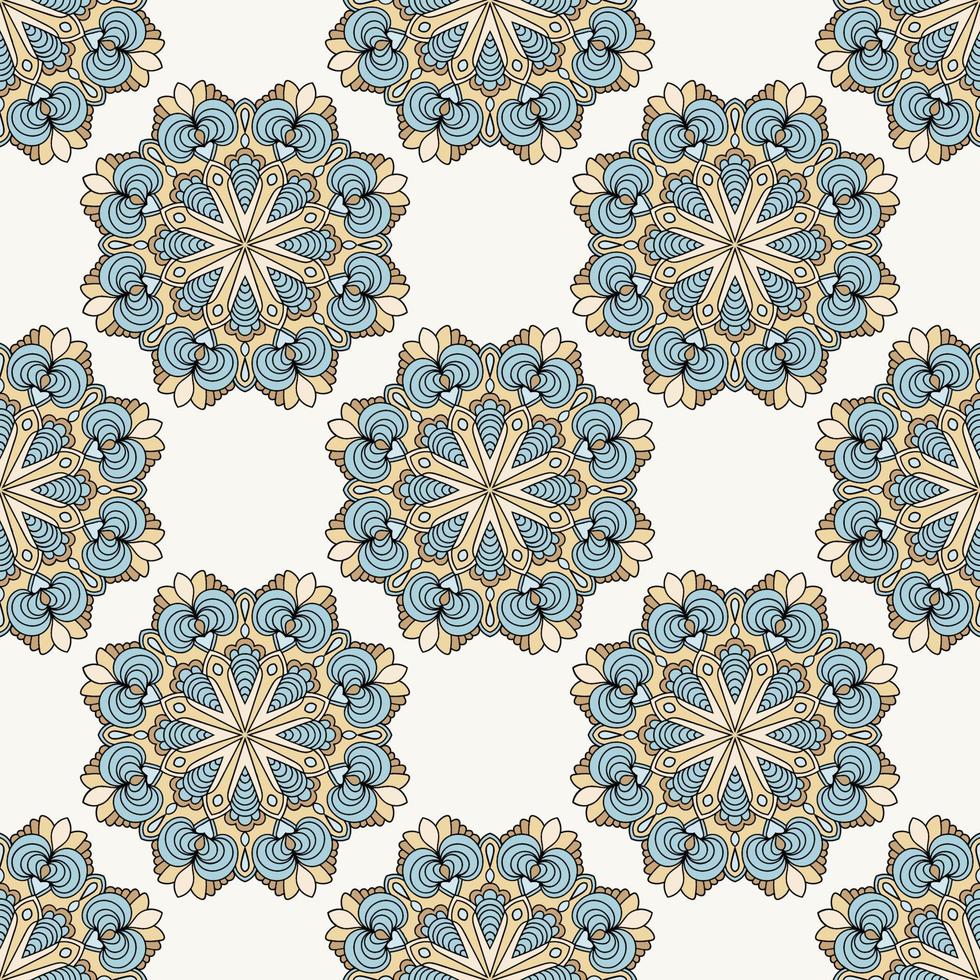 Abstract seamless pattern with mandala flower. Mosaic, tile. Floral background. vector