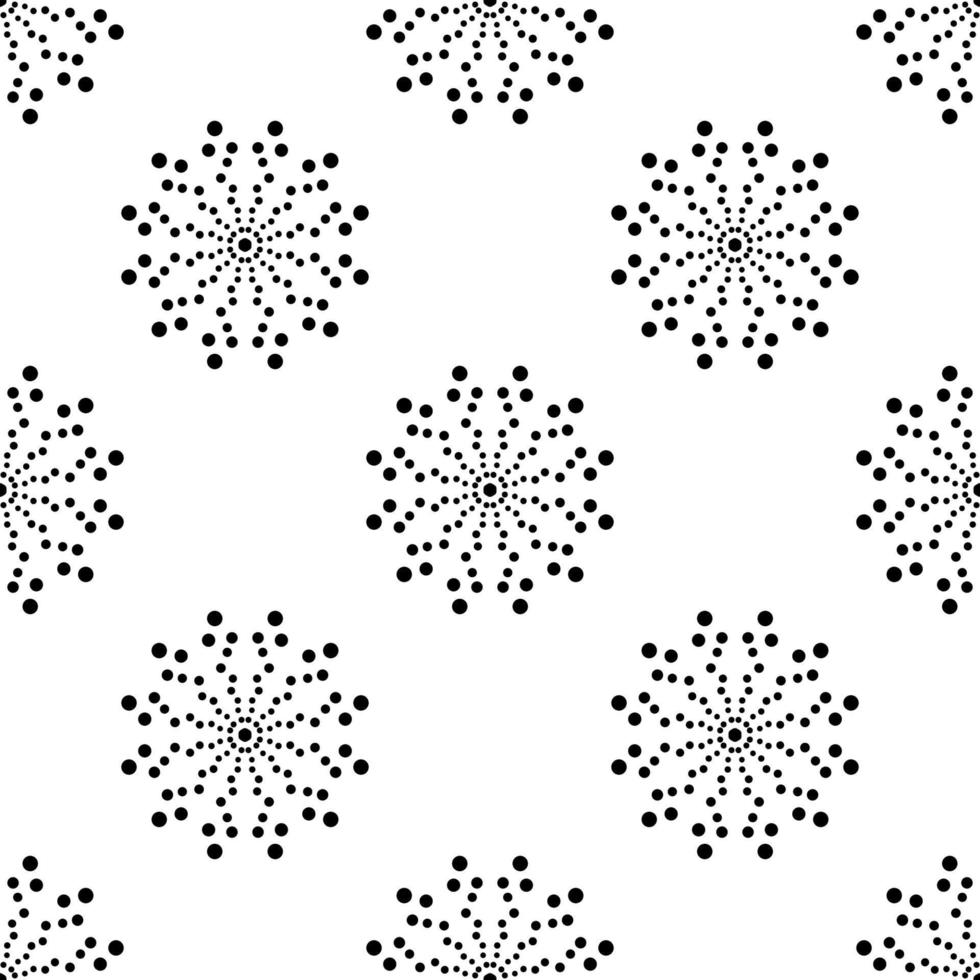 Fantasy halftone seamless pattern with ornamental mandala. Abstract round dotted doodle flower background. Floral geometric circle. Vector illustration.