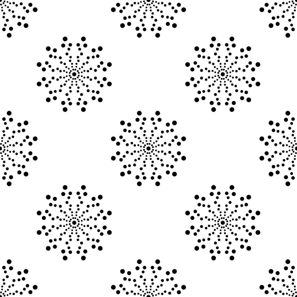 patrón sin costuras de semitonos de fantasía con mandala ornamental. fondo de flor de garabato de puntos redondos abstractos. círculo geométrico floral. ilustración vectorial vector